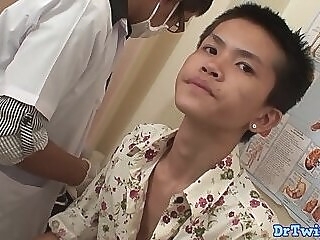 Twink asian jizzes after barebacked by doctor gay  
